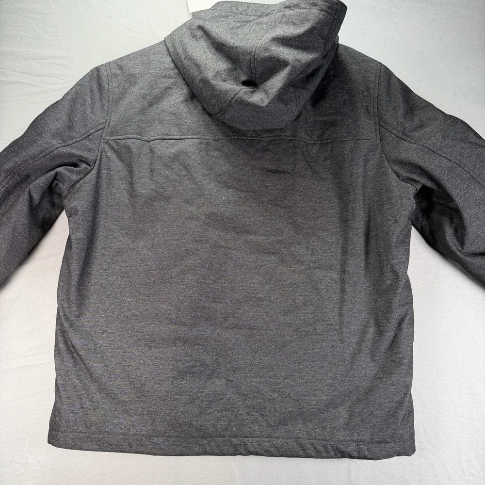 Levis Jacket Mens Large Gray Full Zip Sherpa Lined Fleece Pockets Hooded